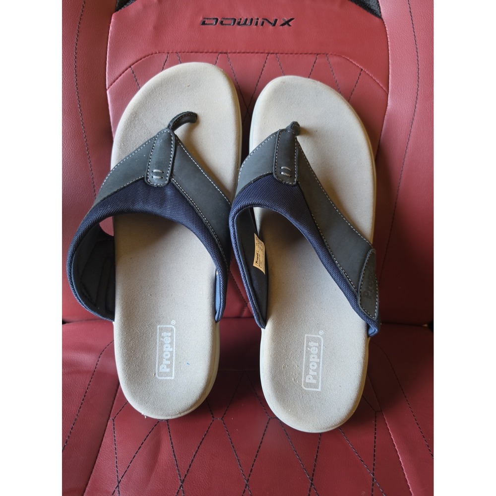 PROPET MSVO11 EASTON CUSHIONED NAVY & GREY NUBUCK FLIP FLOP SANDAL SIZE Us 12